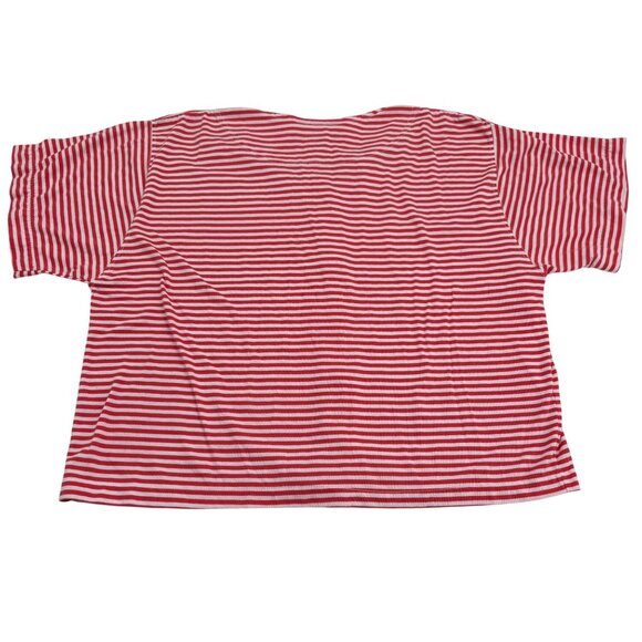 Class 955 Vintage Knit Top Blouse Women's Large Short Sleeves Red White Stripes - Picture 4 of 5